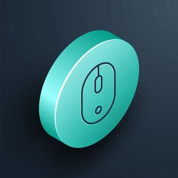 Isometric line Computer mouse icon isolated on black background. Optical with Stock Illustration