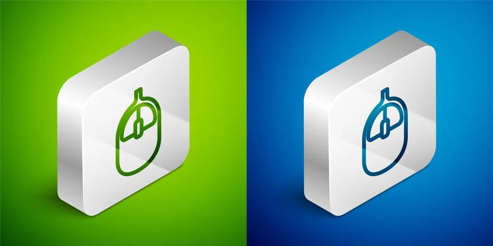 Isometric line Computer mouse icon isolated on green and blue background Stock Illustration