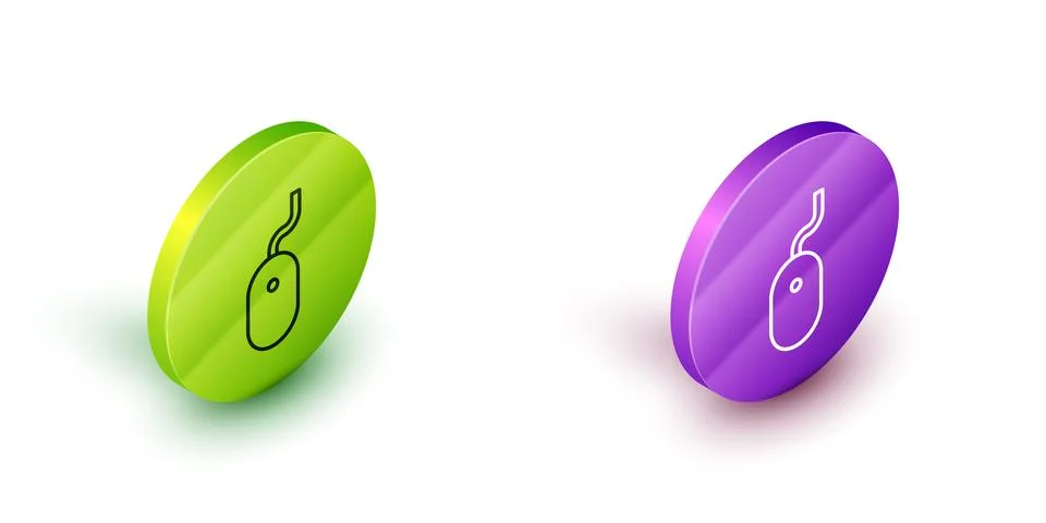 Isometric line Computer mouse icon isolated on white background. Optical with Stock Illustration