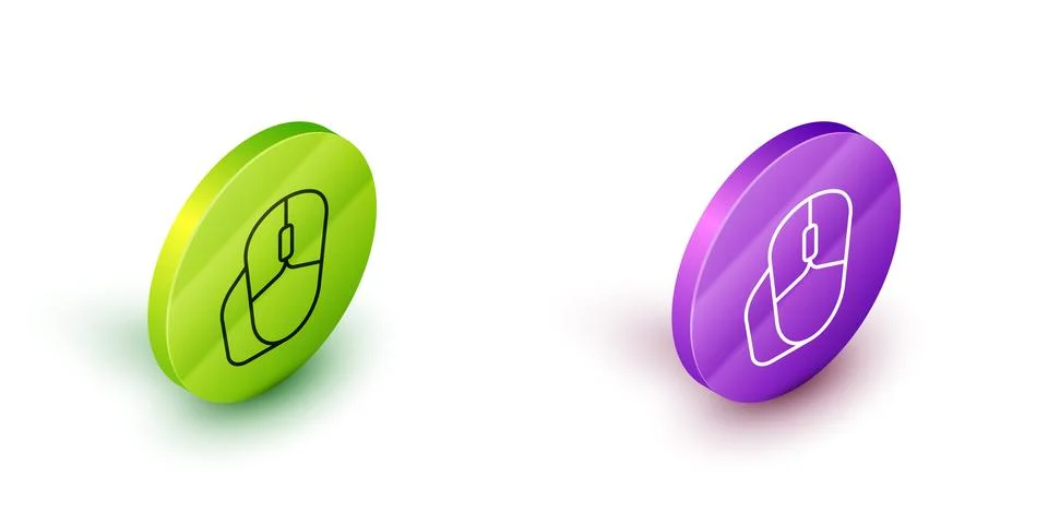Isometric line Computer mouse icon isolated on white background. Optical wi.. Stock Illustration