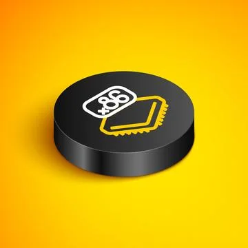 Isometric line Computer processor with microcircuits CPU icon isolated on yellow Illustrazione stock