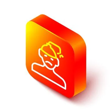Isometric line Concussion, headache, dizziness, migraine icon isolated on white Stock Illustration