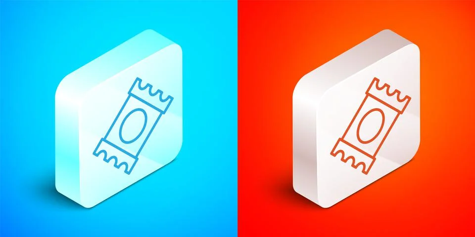 Isometric line Condom in package safe sex icon isolated on blue and red Stock-Illustration