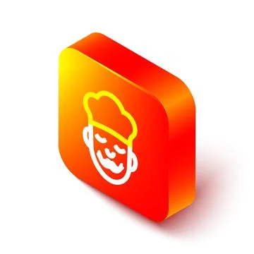 Isometric line Cook icon isolated on white background. Chef symbol. Orange Stock Illustration