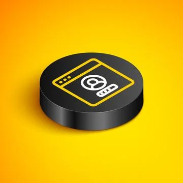 Isometric line Create account screen icon isolated on yellow background. Black Stock Illustration