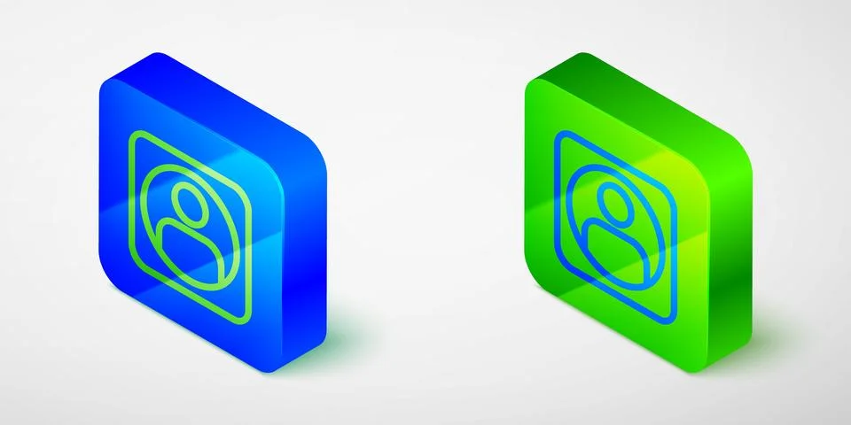 Isometric line Create account screen icon isolated on grey background. Blue and Stock Illustration