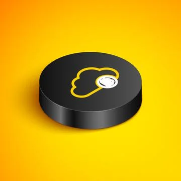 Isometric line Cryptocurrency cloud mining icon isolated on yellow background Stock Illustration