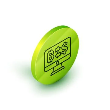 Isometric line Cryptocurrency exchange icon isolated on white background. Bit Stock Illustration