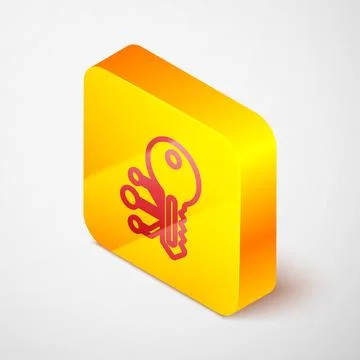 Isometric line Cryptocurrency key icon isolated on grey background. Concept of Stock Illustration