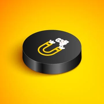 Isometric line Customer attracting icon isolated on yellow background. Customer イラスト素材