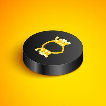 Isometric line Cyber security icon isolated on yellow background. Shield sign Stock Illustration