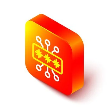 Isometric line Cyber security icon isolated on white background. Closed padlock Stockillustratie