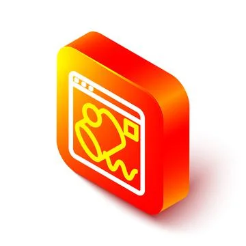 Isometric line Data visualisation icon isolated on white background. Orange s Stock Illustration