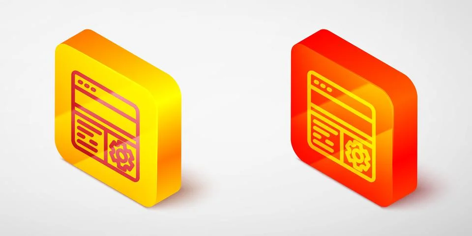 Isometric line Debugging icon isolated on grey background. Debugging tool Illustrazione stock