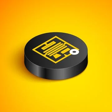 Isometric line Decree, paper, parchment, scroll icon icon isolated on yello.. Stock Illustration