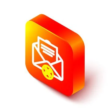 Isometric line Delete envelope icon isolated on white background. Delete or Stock Illustration