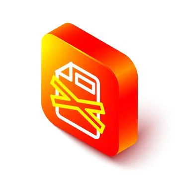 Isometric line Delete file document icon isolated on white background. Rejected Stock Illustration