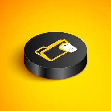 Isometric line Delete folder icon isolated on yellow background. Folder with Stock Illustration