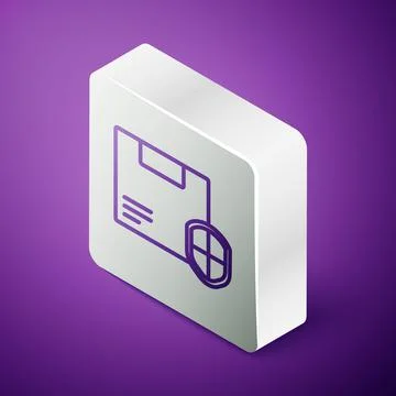 Isometric line Delivery security with shield icon isolated on purple background Stock Illustration