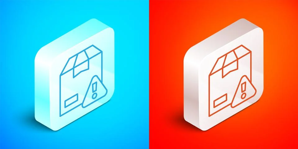 Isometric line Delivery security with shield icon isolated on blue and red Stock Illustration