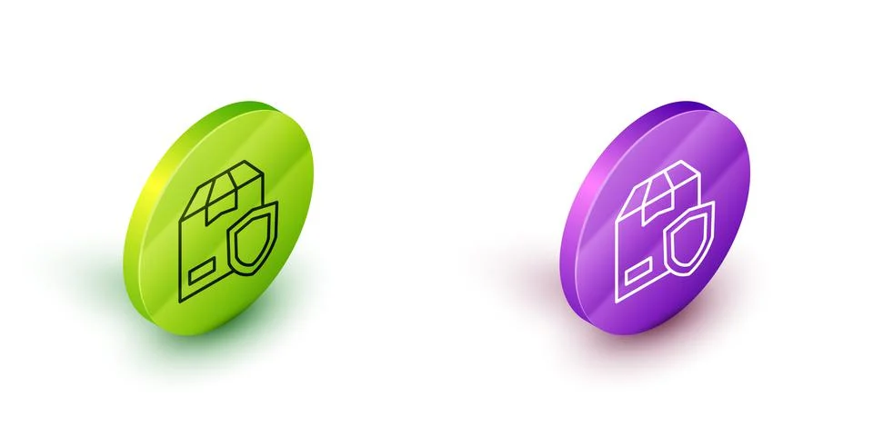 Isometric line Delivery security with shield icon isolated on white background Stock Illustration