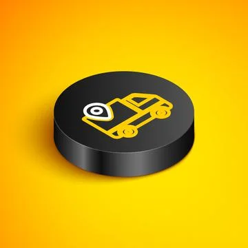 Isometric line Delivery tracking icon isolated on yellow background. Parcel Stock Illustration