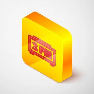 Isometric line Digital alarm clock icon isolated on grey background. Electron Stock Illustration
