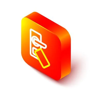 Isometric line Digital door lock with wireless technology for unlock icon Stock Illustration
