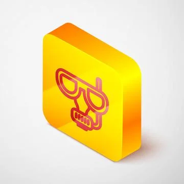 Isometric line Diving mask and snorkel icon isolated on grey background. Ex.. Stock Illustration
