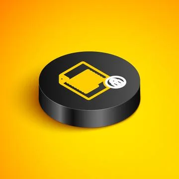 Isometric line Document and lock icon isolated on yellow background. File format 스톡 일러스트