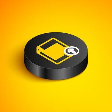 Isometric line Document protection concept icon isolated on yellow background Stock Illustration