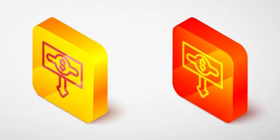 Isometric line Dollar rate decrease icon isolated on grey background. Cost 库存插图