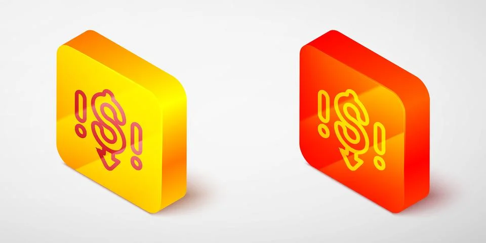Isometric line Dollar rate decrease icon isolated on grey background. Cost Stock Illustration