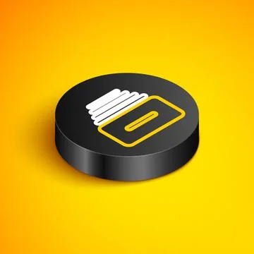 Isometric line Drawer with documents icon isolated on yellow background. Archive Stock Illustration