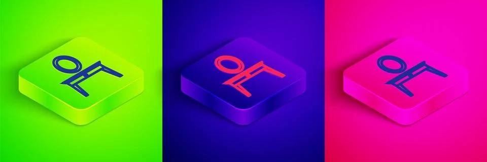 Isometric line Dressing table icon isolated on green, blue and pink background イラスト素材