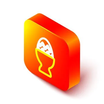 Isometric line Easter egg on a stand icon isolated on white background. Happy Stock Illustration