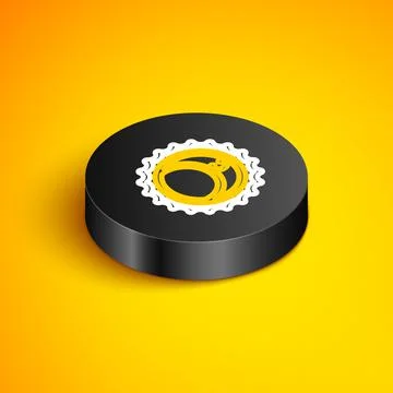 Isometric line Eclipse of the sun icon isolated on yellow background. Total Illustrazione stock