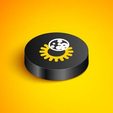 Isometric line Eclipse of the sun icon isolated on yellow background. Total Stock Illustration