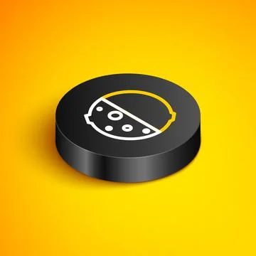 Isometric line Eclipse of the sun icon isolated on yellow background. Total Ilustração Stock