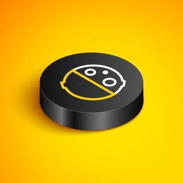 Isometric line Eclipse of the sun icon isolated on yellow background. Total Stock Illustration