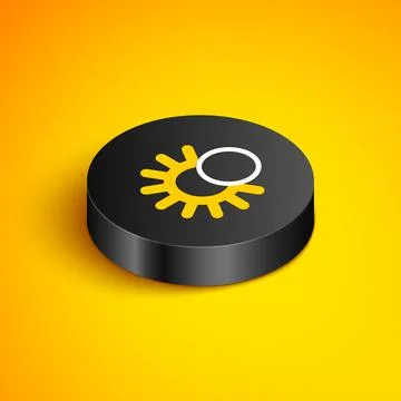 Isometric line Eclipse of the sun icon isolated on yellow background. Total Stock Illustration