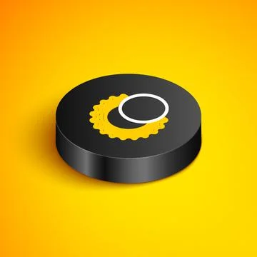 Isometric line Eclipse of the sun icon isolated on yellow background. Total s Stock Illustration
