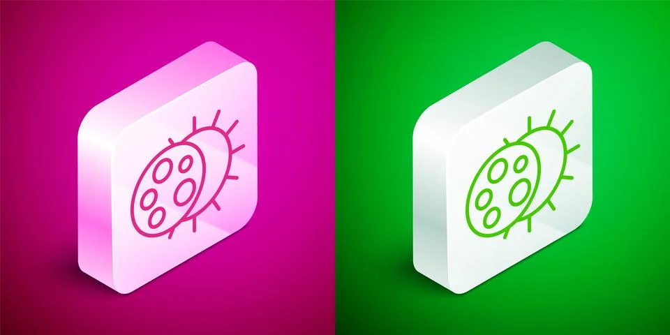 Isometric line Eclipse of the sun icon isolated on pink and green background. Stock Illustration