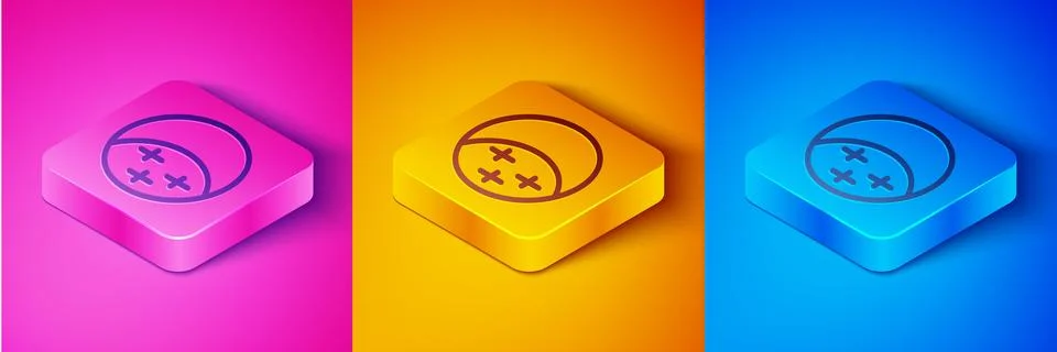 Isometric line Eclipse of the sun icon isolated on pink and orange, blue ba.. Stock Illustration