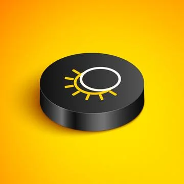 Isometric line Eclipse of the sun icon isolated on yellow background. Total.. Stock Illustration