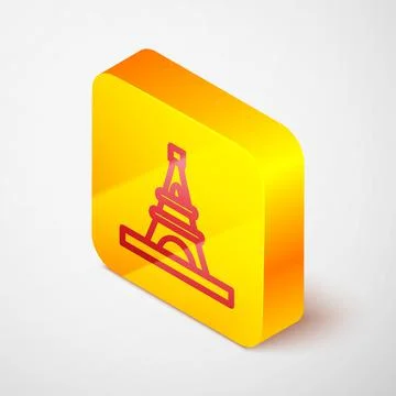 Isometric line Eiffel tower icon isolated on grey background. France Paris 스톡 일러스트
