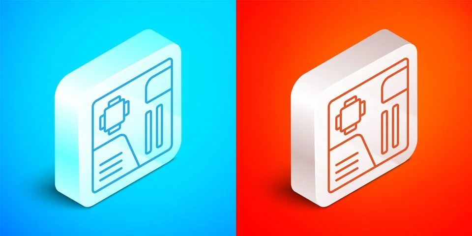 Isometric line Electronic computer components motherboard digital chip Stock Illustration