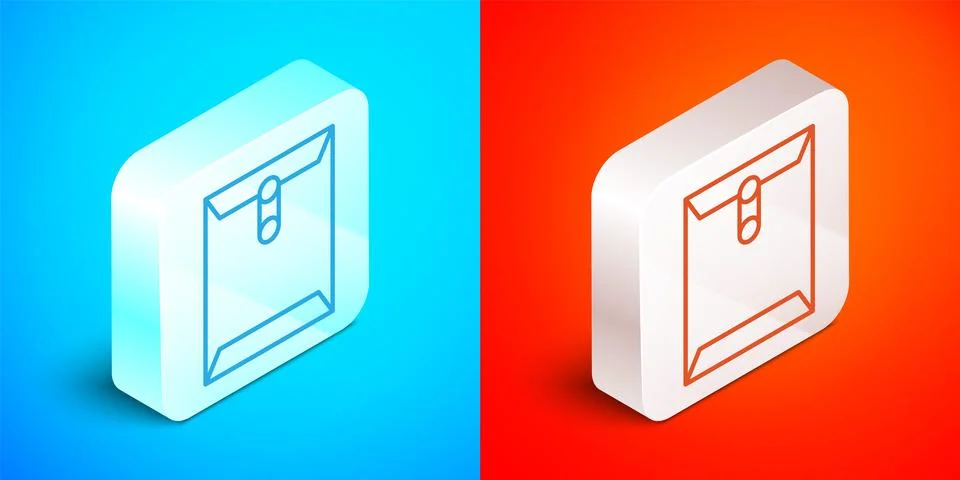 Isometric line Envelope icon isolated on blue and red background. Received .. Stock Illustration