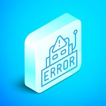 Isometric line Error in the operation program of the robot icon isolated on b Stock Illustration