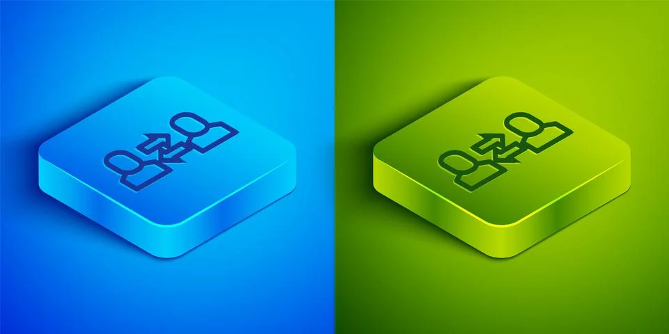 Isometric line Exchange work icon isolated on blue and green background Stockillustratie